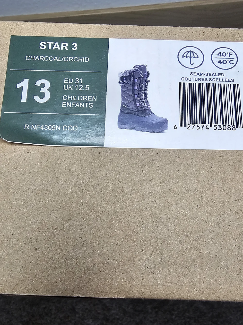 Kamik Black & Gray Waterproof Winter Boots